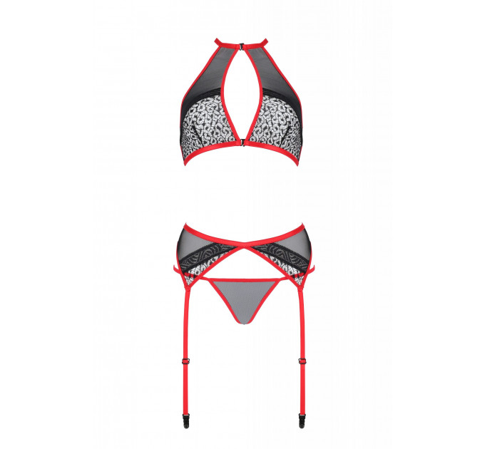 Комплект белья с поясом для чулок SATARA SET red S/M - Passion