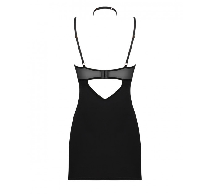 Комплект Пеньюар и Стринги Obsessive Selinne chemise & thong XS/S (черный)