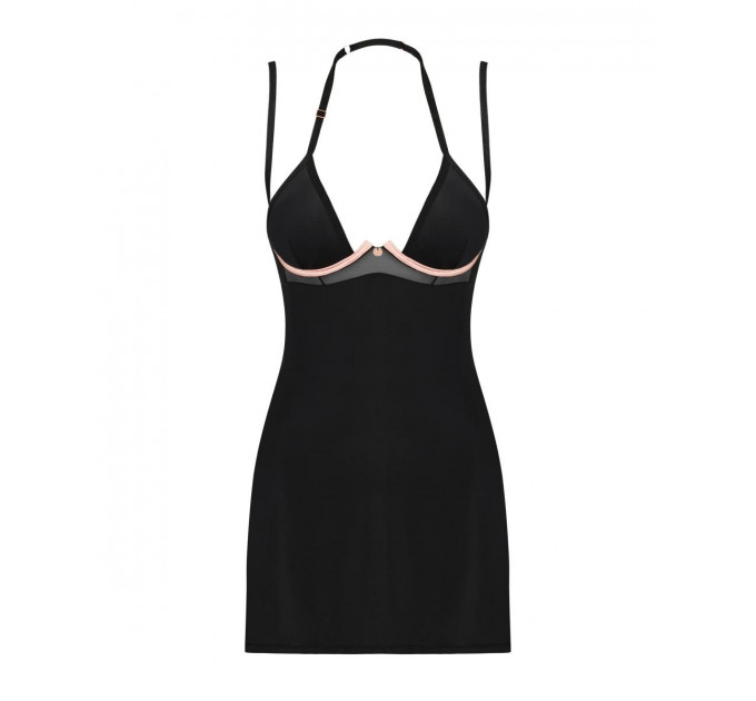 Комплект Пеньюар и Стринги Obsessive Selinne chemise & thong XS/S (черный)