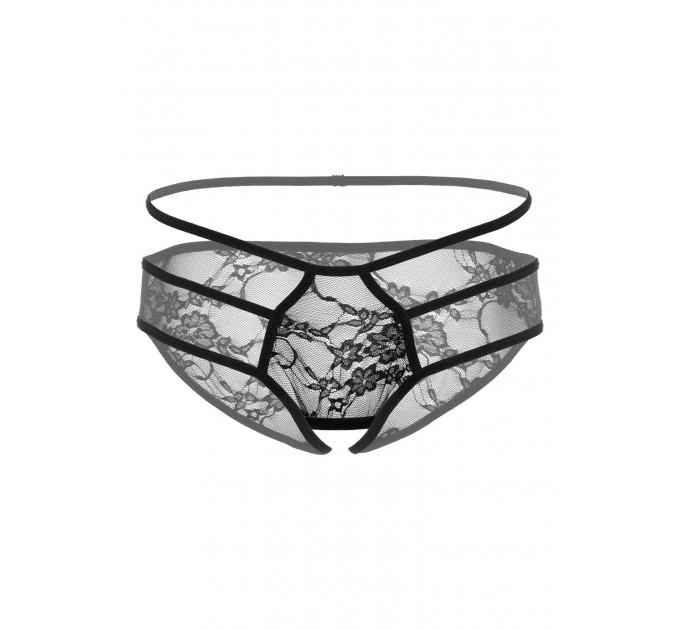 Кружевные трусики с открытой интимной зоной Jade Daring Intimates, черные, S/M