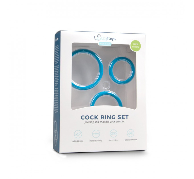 Набір ерекційних кілець 4,5,6 см. Cockring set - drie maten - blauw