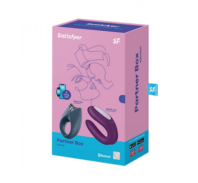Набор вибромассажеров для пар Satisfyer Partner Box 2 (Double Joy + Royal One), синий-фиолетовый