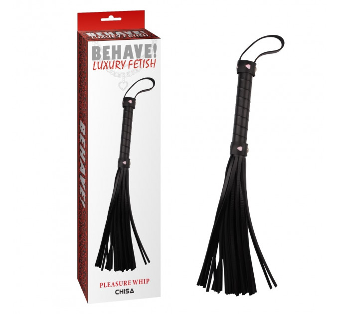 Плетка с плетеной ручкой Chisa Behave Luxury Fetish, черная