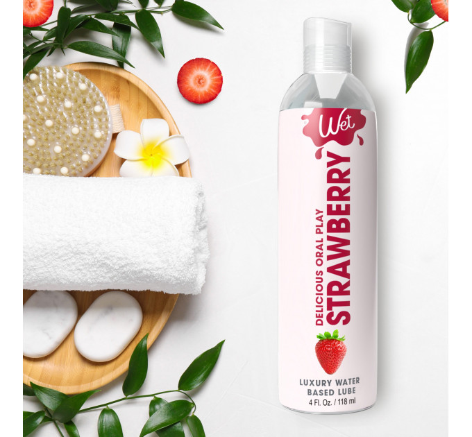 Съедобный лубрикант со вкусом клубники Wet Strawberry, 30 мл