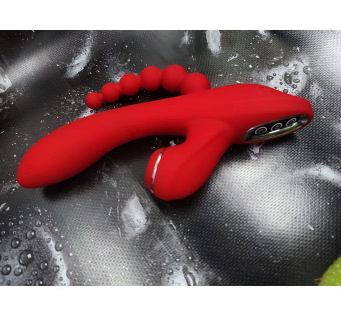Тройной вибратор с вакуумной стимуляцией Dream Toys RED REVOLUTION ANNA