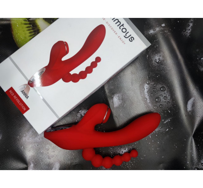 Тройной вибратор с вакуумной стимуляцией Dream Toys RED REVOLUTION ANNA