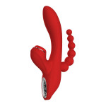 Тройной вибратор с вакуумной стимуляцией Dream Toys RED REVOLUTION ANNA