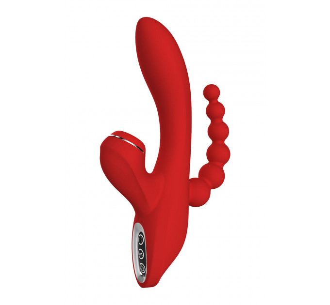Тройной вибратор с вакуумной стимуляцией Dream Toys RED REVOLUTION ANNA