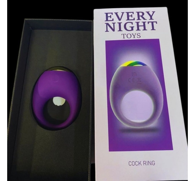 Вібраційне ерекційне кільце Every Night Toys зі світлодіодом та 7 режимами вібрації, фіолетовий