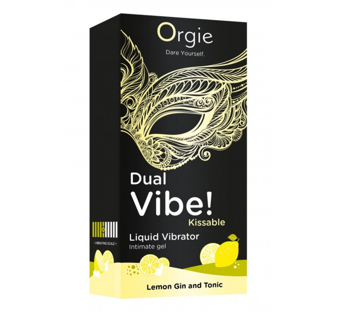 Рідкий вібратор Orgie DUAL VIBE! коктейль Джин-тонік лимон, 15 мл