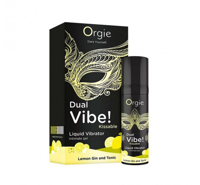 Рідкий вібратор Orgie DUAL VIBE! коктейль Джин-тонік лимон, 15 мл