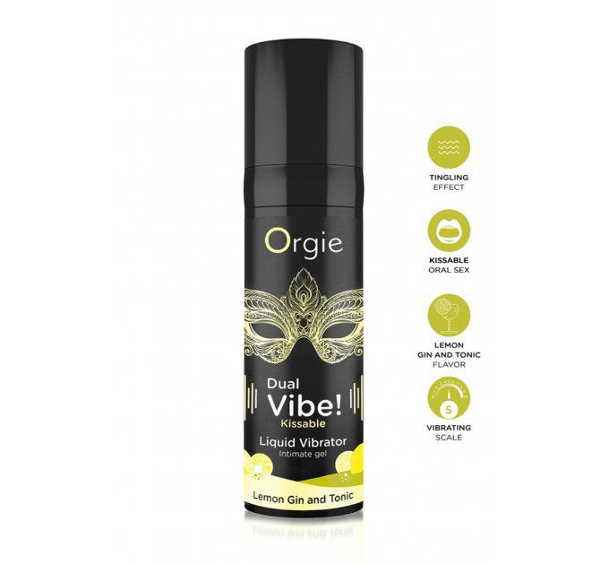 Рідкий вібратор Orgie DUAL VIBE! коктейль Джин-тонік лимон, 15 мл