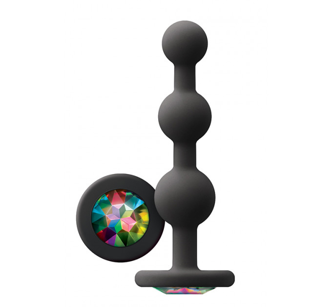 Анальная пробка с кристаллом GLAMS RIPPLE RAINBOW GEM BLACK