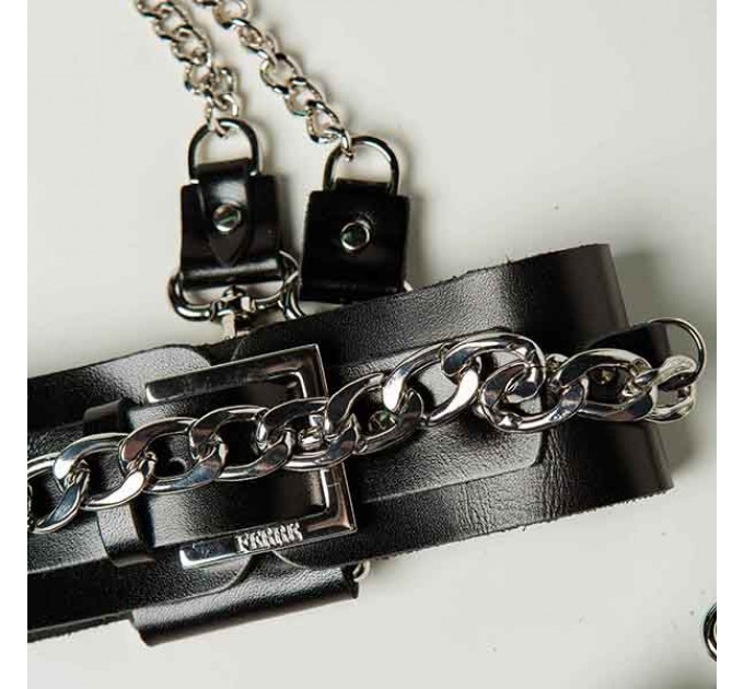 Набор ошейник+наручники Silver With Chain