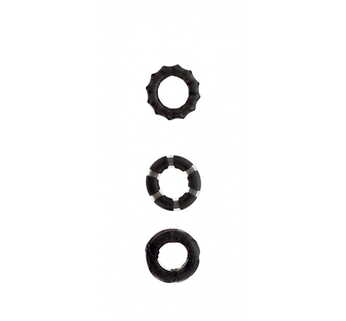 Набір кілець MENZSTUFF STRETCHY cock RINGS, SMOKE