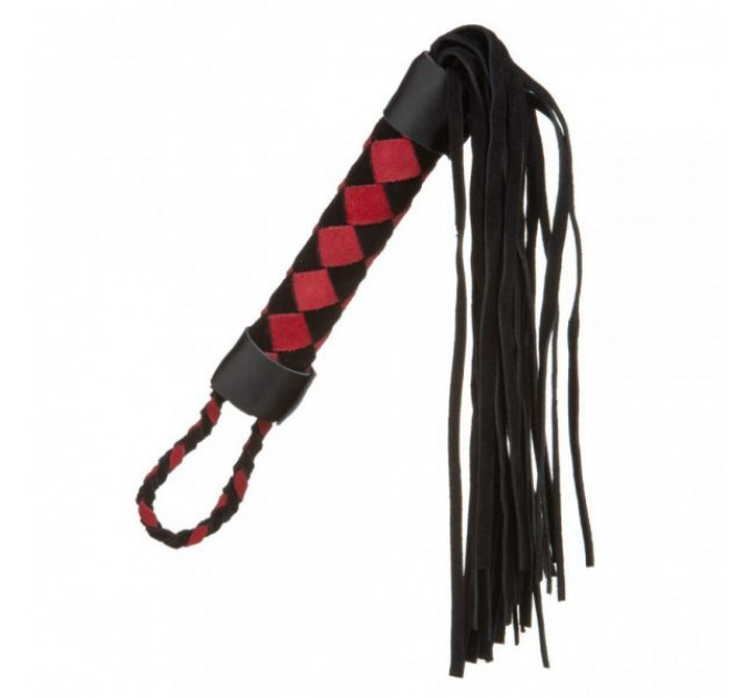 F61423 Плетка из экокожи и замши ромб FLOGGER BLACK/RED