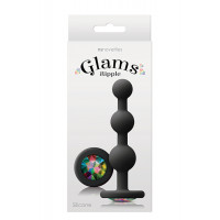 Анальна пробка з кристалом GLAMS RIPPLE RAINBOW Gem BLACK