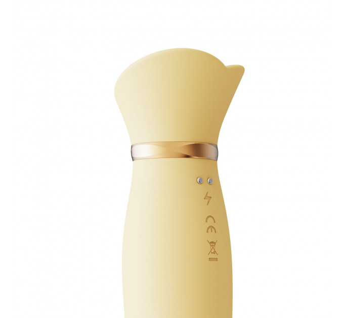 Вибратор с подогревом и вакуумной стимуляцией ZALO ROSE RABBIT YELLOW