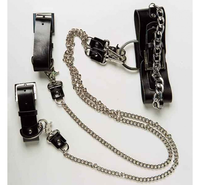 Набор ошейник+наручники Silver With Chain