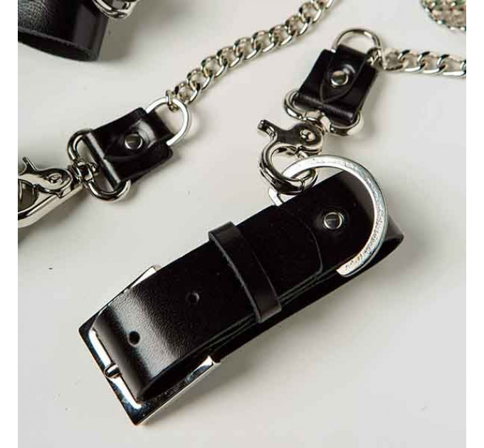 Набор ошейник+наручники Silver With Chain