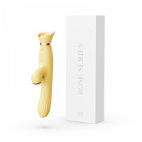 Вібратор з підігрівом і вакуумною стимуляцією ZALO ROSE RABBIT YELLOW