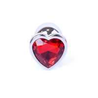 Анальна пробка з каменем Plug-Jewellery Silver Heart PLUG- Red розмір S