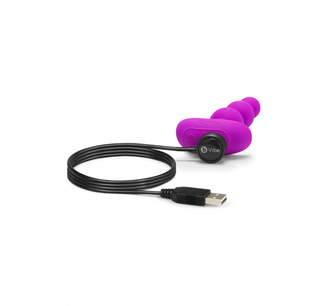 Анальные шарики с пультом, 2 мотора B-Vibe TRIPLET ANAL BEADS, фуксия
