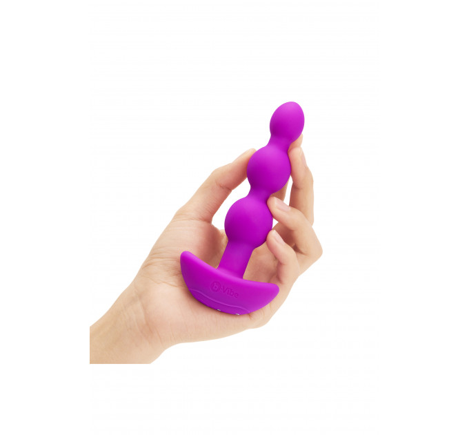 Анальные шарики с пультом, 2 мотора B-Vibe TRIPLET ANAL BEADS, фуксия
