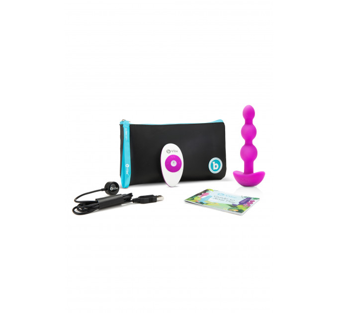 Анальные шарики с пультом, 2 мотора B-Vibe TRIPLET ANAL BEADS, фуксия