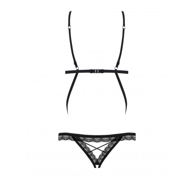 Боди с тонкими стрепами и кружевными вставками Obsessive 865-TED-1 черный, L/XL