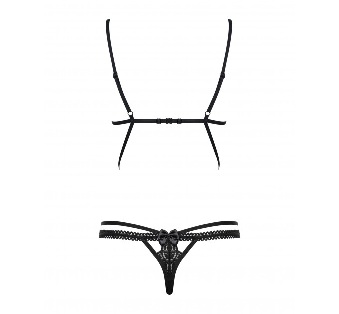 Боди кружевное со стрепами Obsessive Wonderia черный, S/M