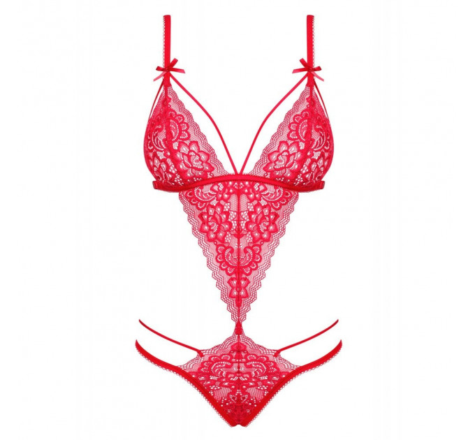 Боди кружевное Obsessive Lovlea, красный, L/XL