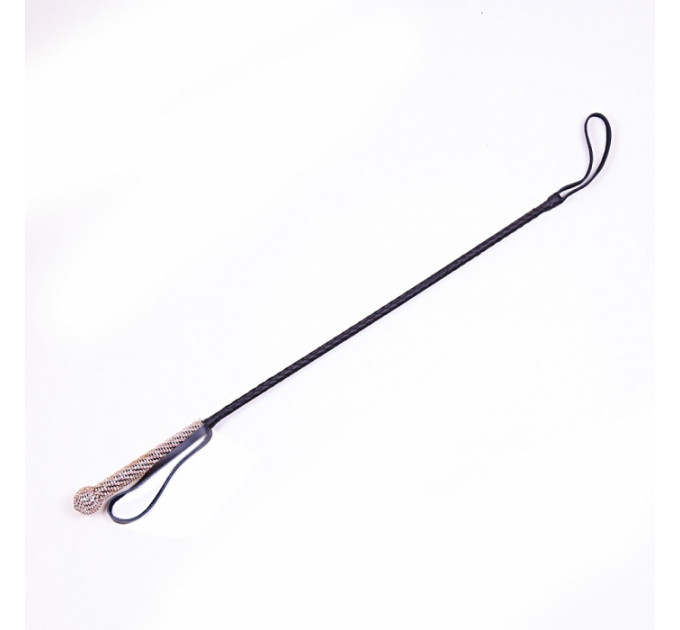 Стек с алмазами натуральная кожа DS Fetish Whip diamond pink