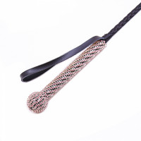 Батіг з діамантами натуральна шкіра DS Fetish Whip diamond pink