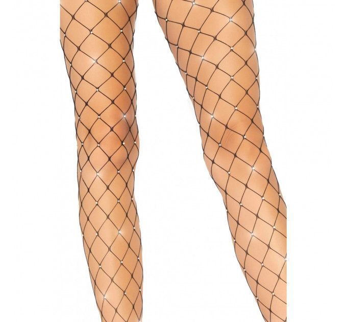 Колготки из микросетки со стразами черные Leg Avenue Rhinestone micro net tights O/S