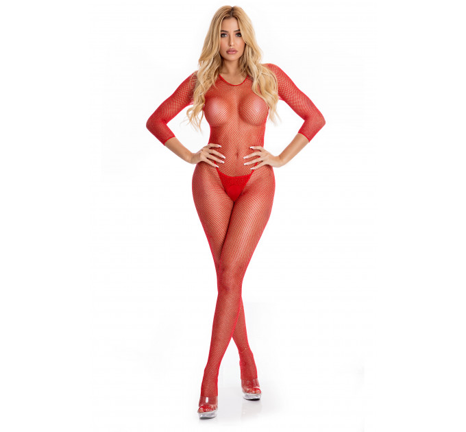 Комбинезон RISQUE CROTCHLESS BODYSTOCKING RED, S/M
