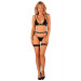 Комплект 3 предмета - лиф, стринги и пояс для чулков Selinne 3-pcs set, черный, XS/S