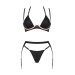 Комплект 3 предмета - лиф, стринги и пояс для чулков Selinne 3-pcs set, черный, XS/S