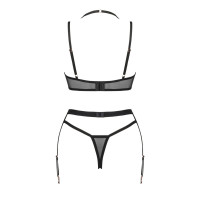 Комплект 3 предмети - ліф, стрінги та пояс для панчох Selinne 3-pcs set, чорний, XS/S