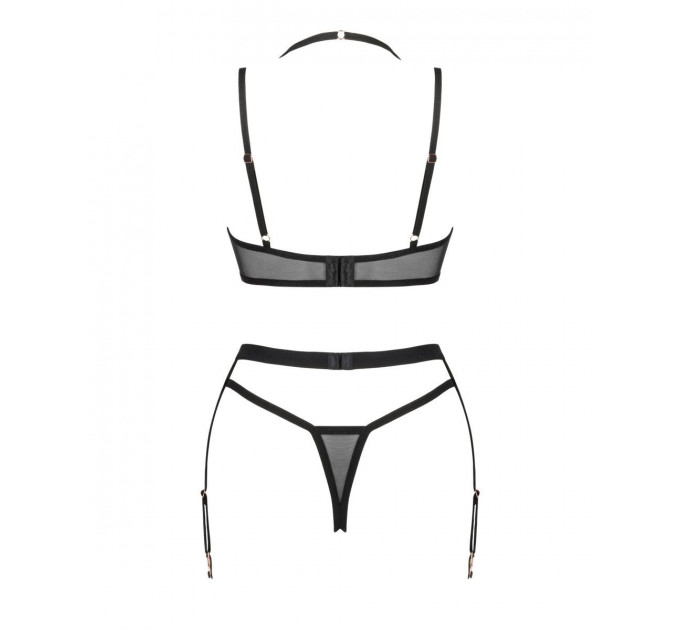 Комплект 3 предмета - лиф, стринги и пояс для чулков Selinne 3-pcs set, черный, XS/S