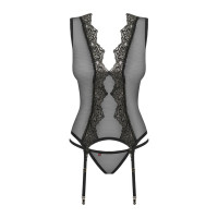Комплект Obsessive Meshlove корсет та стрінги L/XL