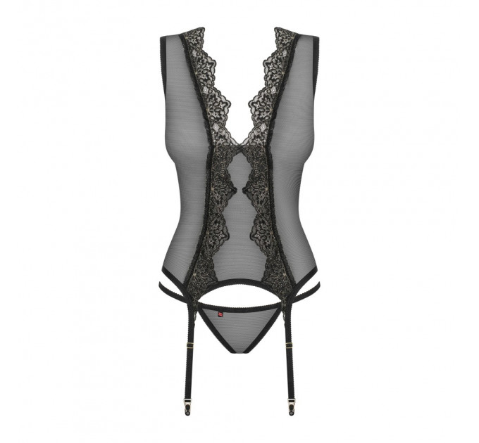 Комплект Obsessive Meshlove корсет и стринги L/XL