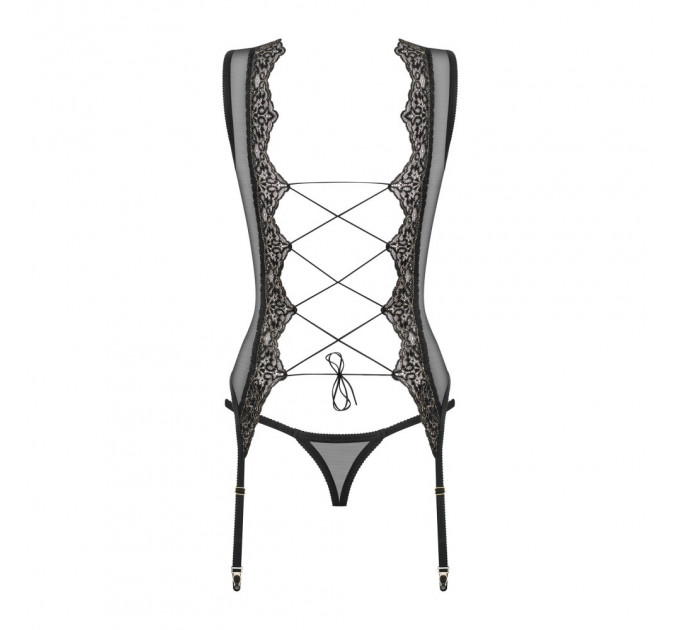 Комплект Obsessive Meshlove корсет и стринги L/XL