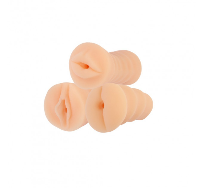 Набор с 3-х мастурбаторов Chisa Man Q Three-Way Stroker Set, телесный