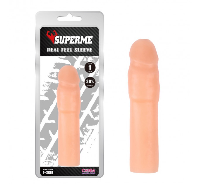 Насадка подовжуюча реалістична Chisa Superme Real Feel Sleeve, тілесна