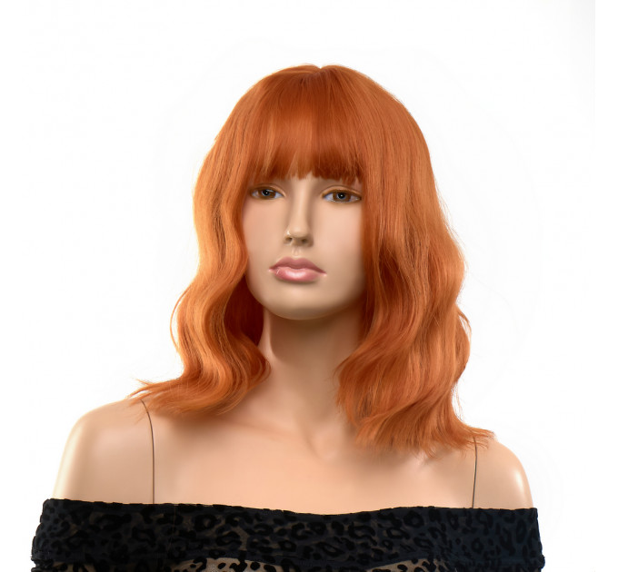 Парик каре с челкой волнистый Fetish Hair, рыжий, 30 см