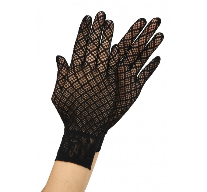 Перчатки с геометрическим узором длиной до запястья BACI Diamond Jacquard Glove, черный