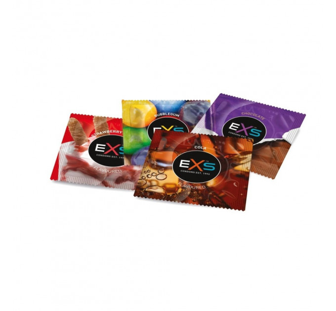 Презервативи EXS Mixed Flavoured зі смаком шоколаду, коли, полуниці та жуйки (ціна за упаковку, 12 шт)