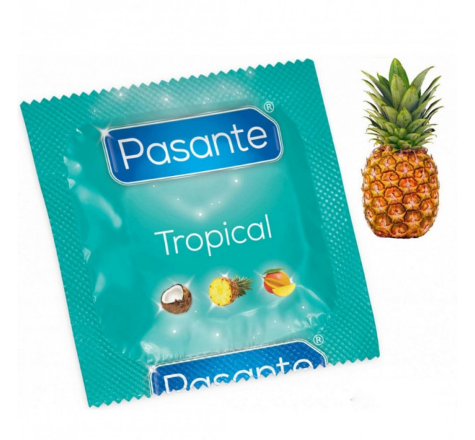 Презервативи зі смаком ананаса, 53мм, Рasante Tropical condoms, за 6 шт.