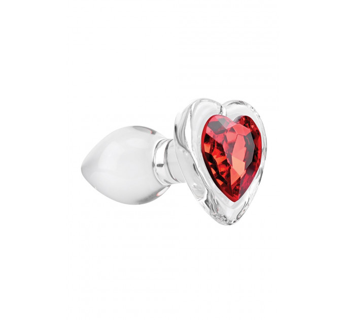 Скляний анальний затор ADAM ET EVE RED HEART GEM GLASS PLUG SMALL